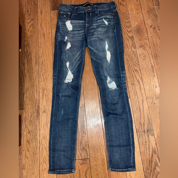 Express Jeans. Distressed. Stretchy. Mid rise. Size 2. - Picture 1 of 4
